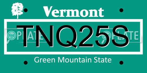TNQ25S Vermont License Plate