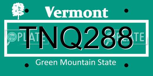 TNQ288 Vermont License Plate