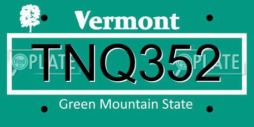 TNQ352 Vermont License Plate