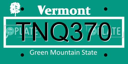 TNQ370 Vermont License Plate