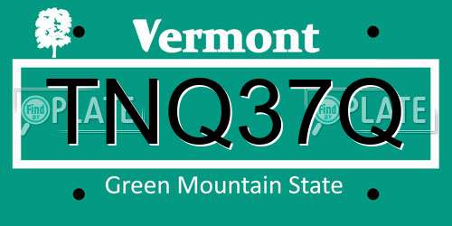 TNQ37Q Vermont License Plate