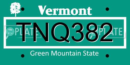 TNQ382 Vermont License Plate