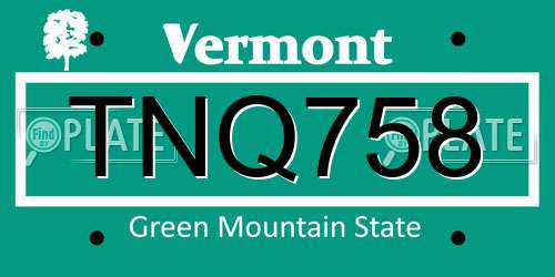TNQ758 Vermont License Plate