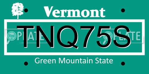 TNQ75S Vermont License Plate