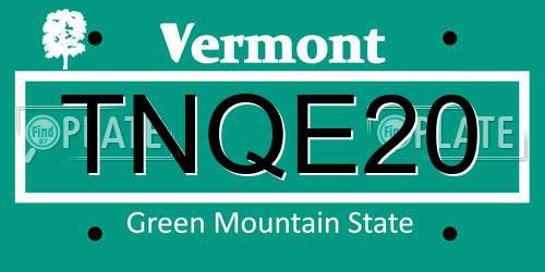 TNQE20 Vermont License Plate