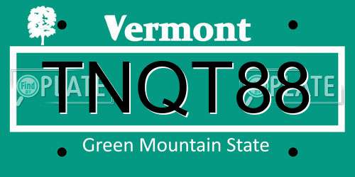 TNQT88 Vermont License Plate
