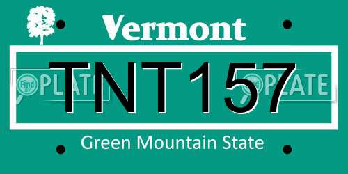 TNT157 Vermont License Plate