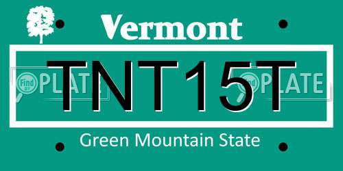 TNT15T Vermont License Plate