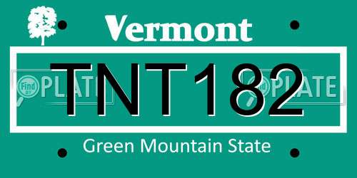 TNT182 Vermont License Plate