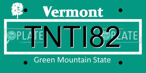 TNTI82 Vermont License Plate