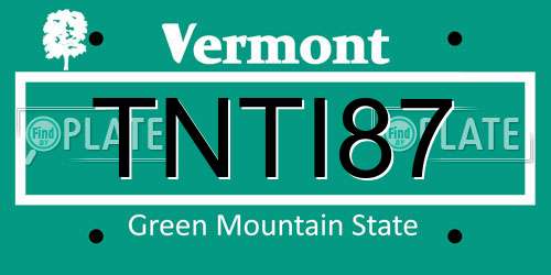 TNTI87 Vermont License Plate