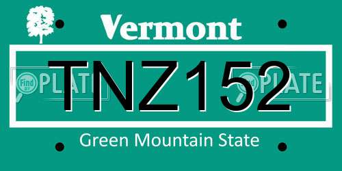 TNZ152 Vermont License Plate