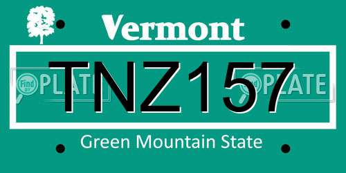 TNZ157 Vermont License Plate