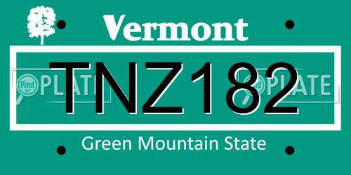 TNZ182 Vermont License Plate