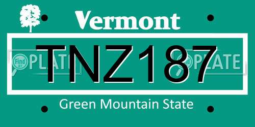 TNZ187 Vermont License Plate