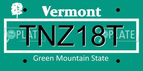 TNZ18T Vermont License Plate