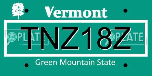 TNZ18Z Vermont License Plate