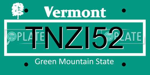 TNZI52 Vermont License Plate