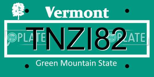 TNZI82 Vermont License Plate