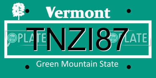 TNZI87 Vermont License Plate