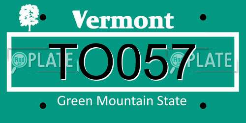 TO057 Vermont License Plate