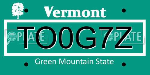 TO0G7Z Vermont License Plate