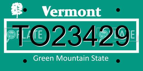 TO23429 Vermont License Plate