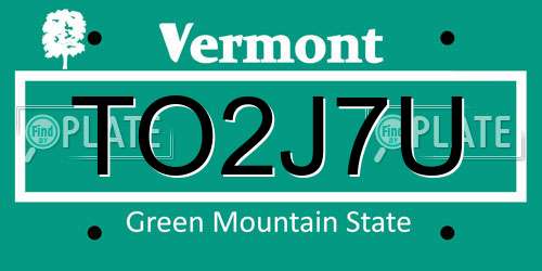 TO2J7U Vermont License Plate