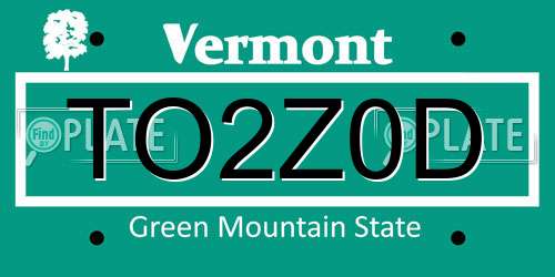TO2Z0D Vermont License Plate