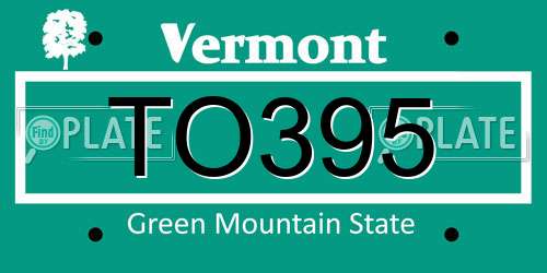 TO395 Vermont License Plate
