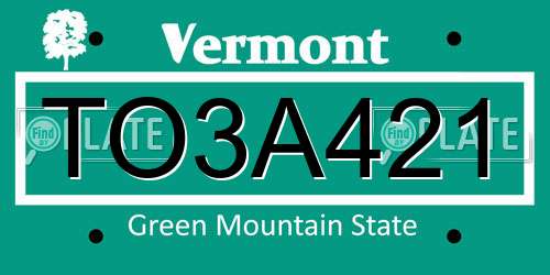 TO3A421 Vermont License Plate