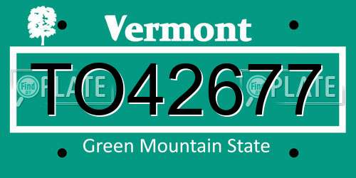 TO42677 Vermont License Plate