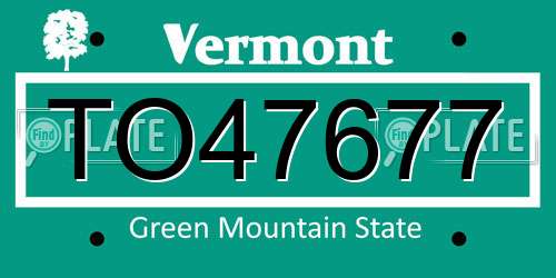 TO47677 Vermont License Plate