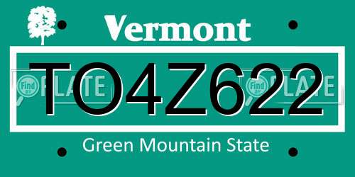 TO4Z622 Vermont License Plate