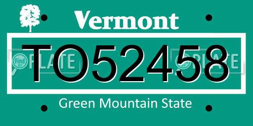 TO52458 Vermont License Plate