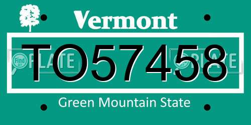 TO57458 Vermont License Plate