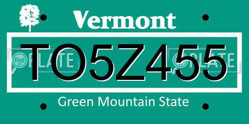 TO5Z455 Vermont License Plate