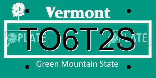 TO6T2S Vermont License Plate