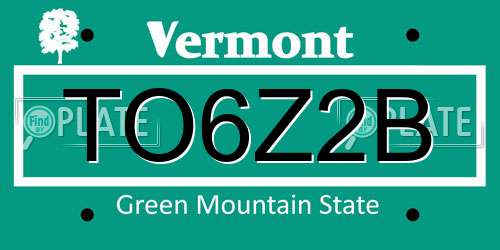 TO6Z2B Vermont License Plate
