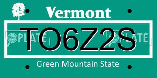 TO6Z2S Vermont License Plate