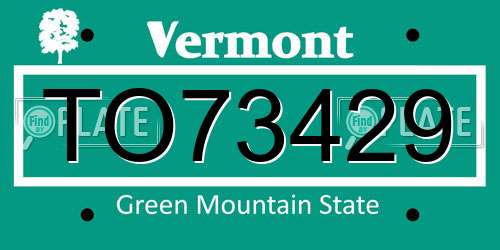 TO73429 Vermont License Plate