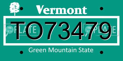 TO73479 Vermont License Plate