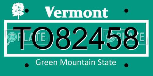 TO82458 Vermont License Plate