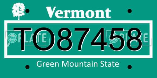 TO87458 Vermont License Plate