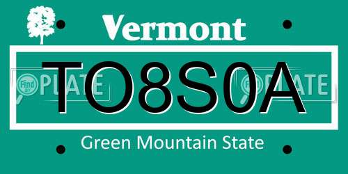 TO8S0A Vermont License Plate