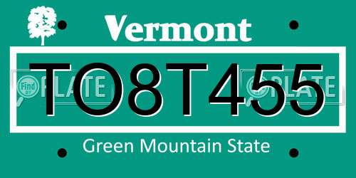 TO8T455 Vermont License Plate