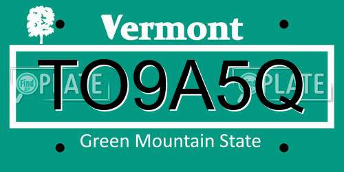 TO9A5Q Vermont License Plate
