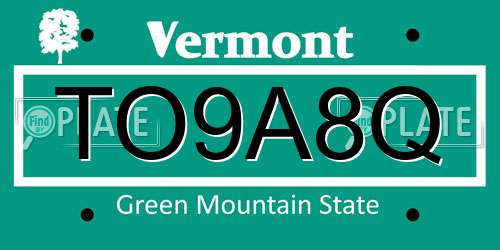 TO9A8Q Vermont License Plate