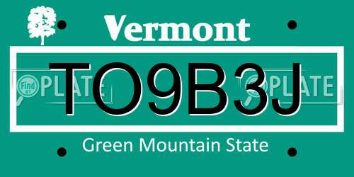 TO9B3J Vermont License Plate
