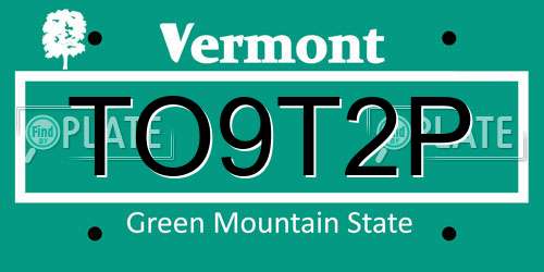 TO9T2P Vermont License Plate